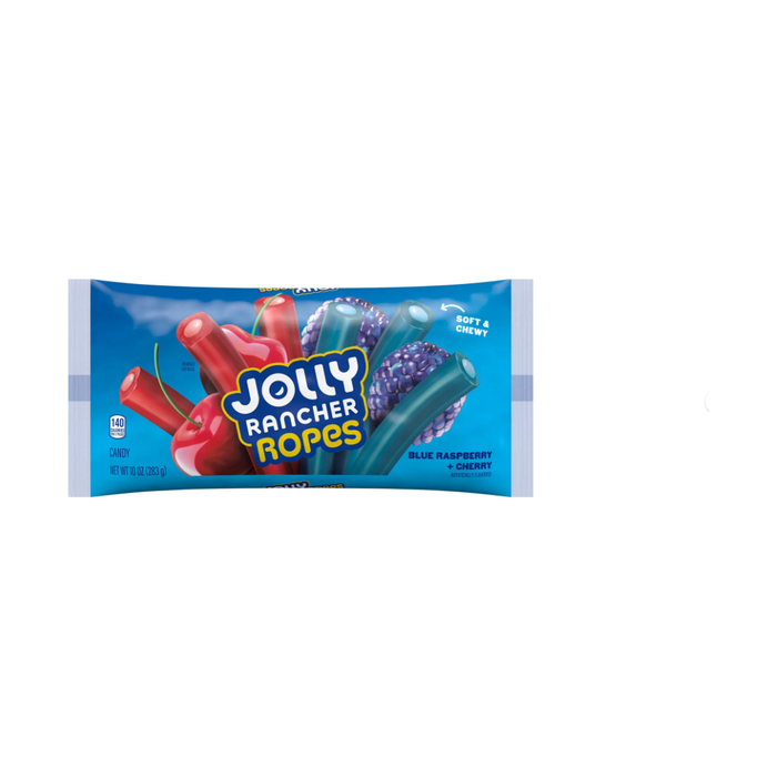 Jolly Rancher Ropes Blue Raspberry and Cherry Flavored Candy, Bag 10 oz