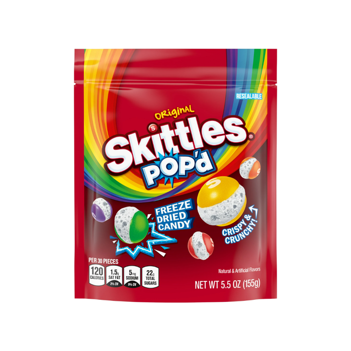 SKITTLES POP'd Originals Freeze Dried Candy - 5.5 Oz Bag