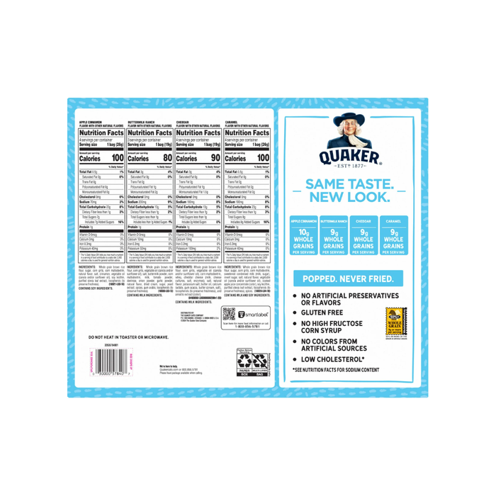 Quaker Rice Crisps Sweet & Savory Variety (Caramel, Cheddar, Apple Cinnamon, Ranch) 12 oz, 15 Count