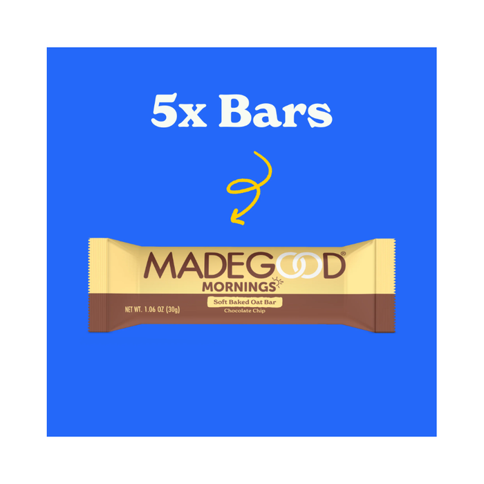 MadeGood Mornings Chocolate Chip Breakfast Bars, 5 Count