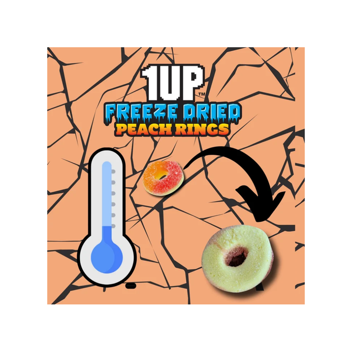 1UP Freeze Dried Peach Rings, 2.0 OZ