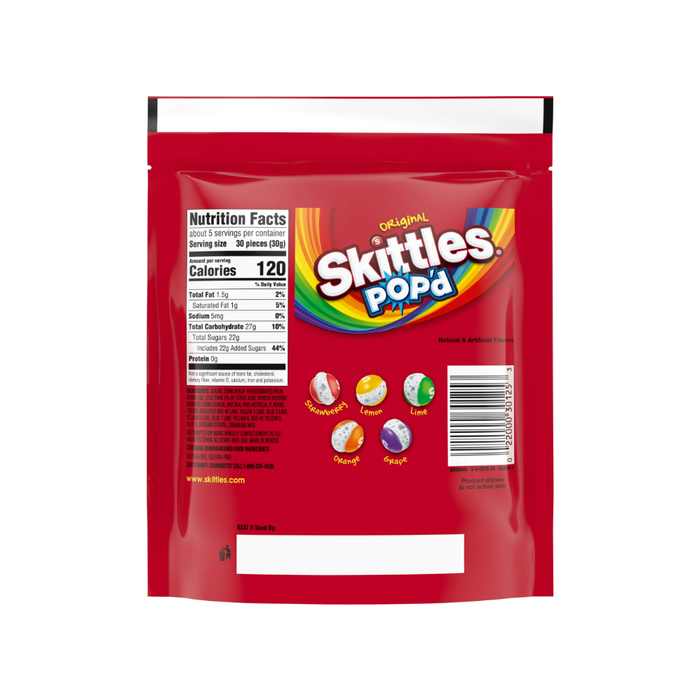 SKITTLES POP'd Originals Freeze Dried Candy - 5.5 Oz Bag