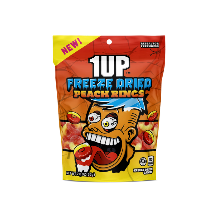 1UP Freeze Dried Peach Rings, 2.0 OZ