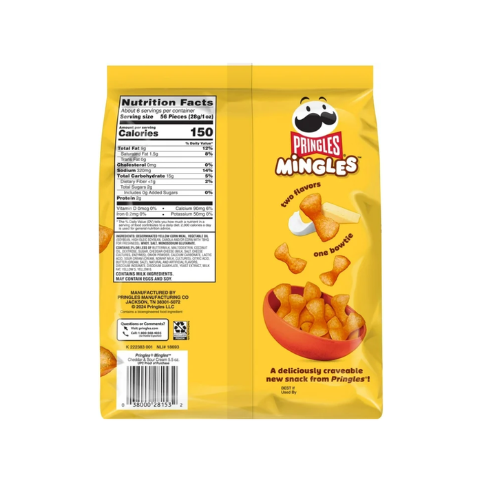 Pringles Mingles Cheddar and Sour Cream Puffed Snacks, Gluten-Free, Cheese Puffs, 5.5 oz