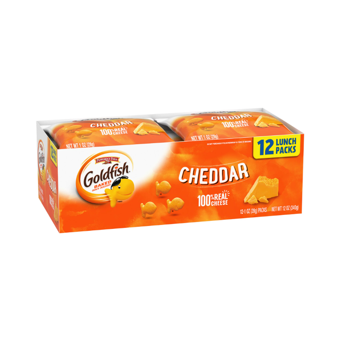 Goldfish Cheddar Cheese Crackers, Snack Packs, 1 oz, 12 CT Multi-Pack Tray