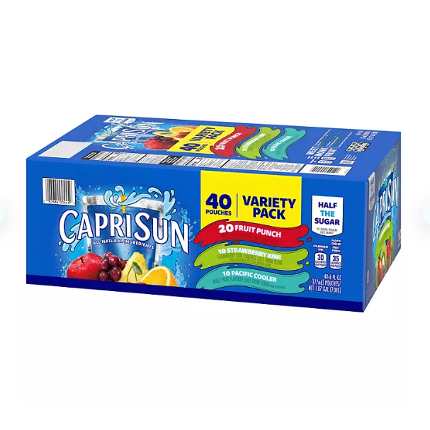 Capri Sun Coolers Variety Pack Ready-to-Drink Juice (40 Pouches, 4 Boxes of  10)