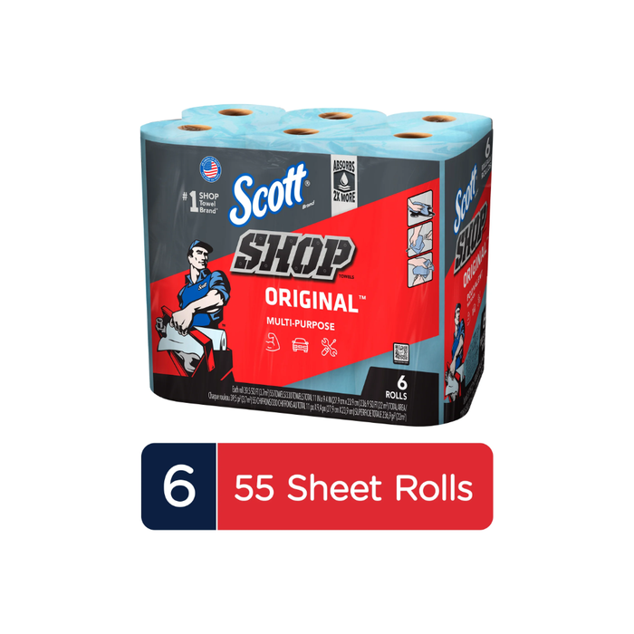 Scott Shop Towels, 6 Rolls, 55 Sheets Per Roll