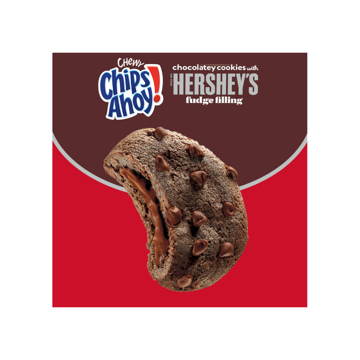 CHIPS AHOY! Chewy Chocolatey Hershey's Fudge Filled Soft Chocolate Chip Cookies, Family Size, 14.85 oz