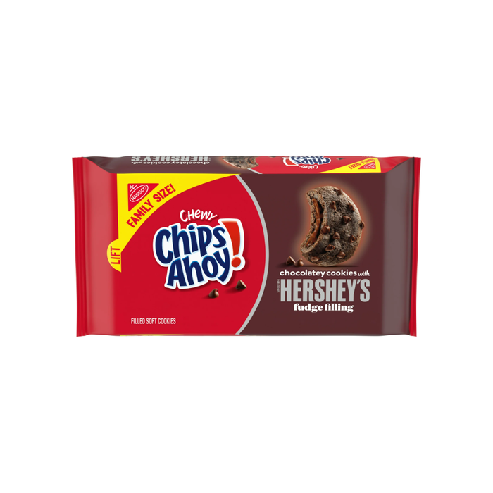 CHIPS AHOY! Chewy Chocolatey Hershey's Fudge Filled Soft Chocolate Chip Cookies, Family Size, 14.85 oz