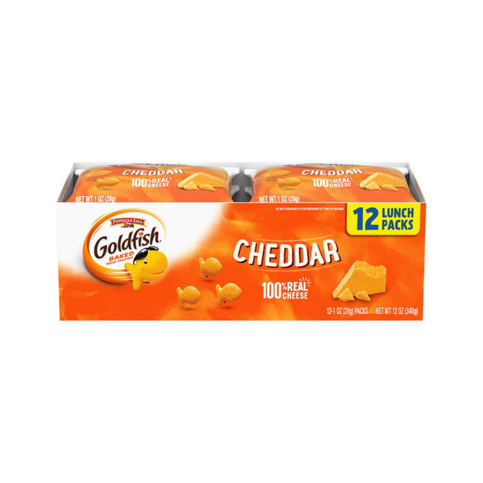 Goldfish Cheddar Cheese Crackers, Snack Packs, 1 oz, 12 CT Multi-Pack Tray