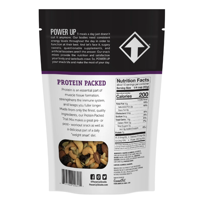 Power Up Protein Packed Trail Mix from Gourmet Nut, 14 oz. Resealable Bag, Gluten Free, Good Source of Protein