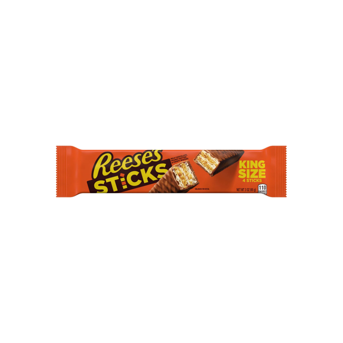 Reese's Sticks Milk Chocolate Peanut Butter Wafer King Size Candy, Pack 3 oz