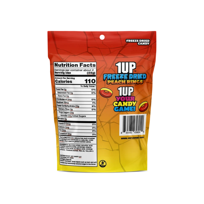 1UP Freeze Dried Peach Rings, 2.0 OZ