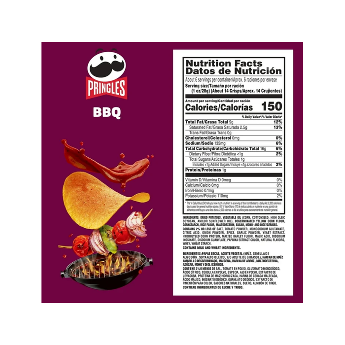 Pringles BBQ Flavored Potato Crisps, 5.5 oz