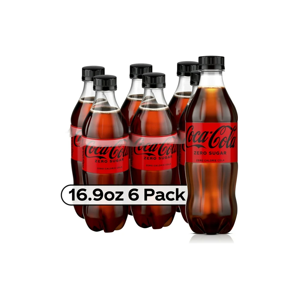 Coca-Cola Zero Sugar Soda Pop, 16.9 fl oz, 6 Pack Cans — Custom Treats