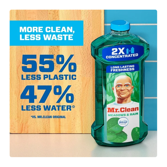 Mr. Clean 2X Concentrated Multi Surface, All Purpose Cleaner, Febreze Meadows & Rain Scent, 41 fl oz