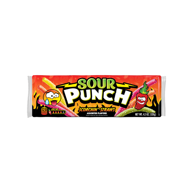 Sour Punch Scorchin’ Straws – 4.5oz Pack of Spicy & Sour Candy