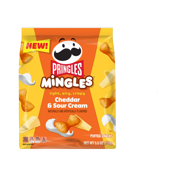 Pringles Mingles Cheddar and Sour Cream Puffed Snacks, Gluten-Free, Cheese Puffs, 5.5 oz