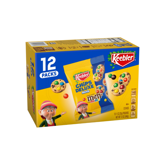 Keebler Chips Deluxe Minis Cookies with M&M's Minis Snack Bags , 12 Count