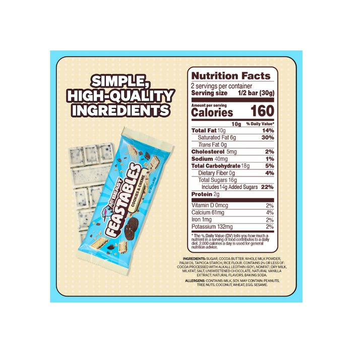 Feastables Mr Beast Cookies and Creme White Chocolate Bar, 2.1 oz (60g)