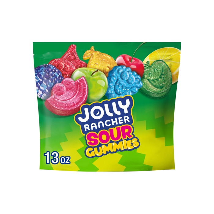 Jolly Rancher Sour Gummies Assorted Fruit Flavored Candy, Resealable Bag 13 oz