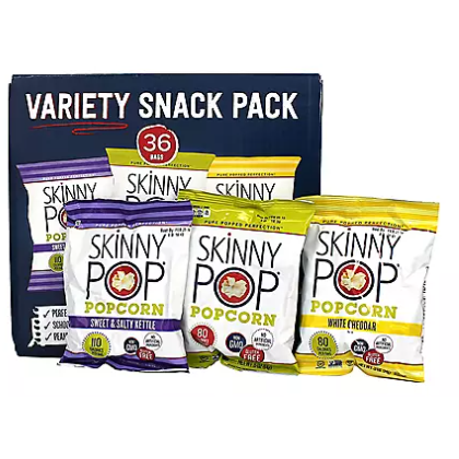 Skinny Pop Popcorn, Original/White Cheddar, Variety Snack Pack 14
