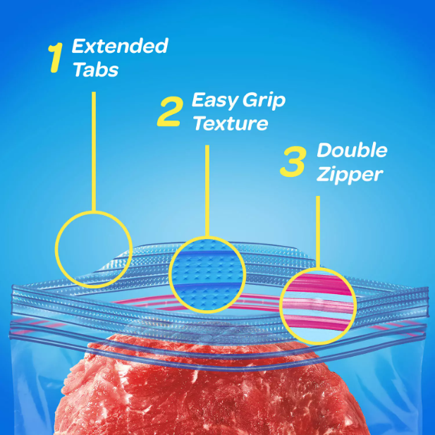 Ziploc Easy Open Tabs Storage Freezer Quart Bags (216 Ct) Great