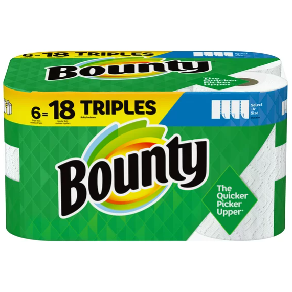 Bounty Select-A-Size Paper Towels, White, 6 Triple Rolls free shipping